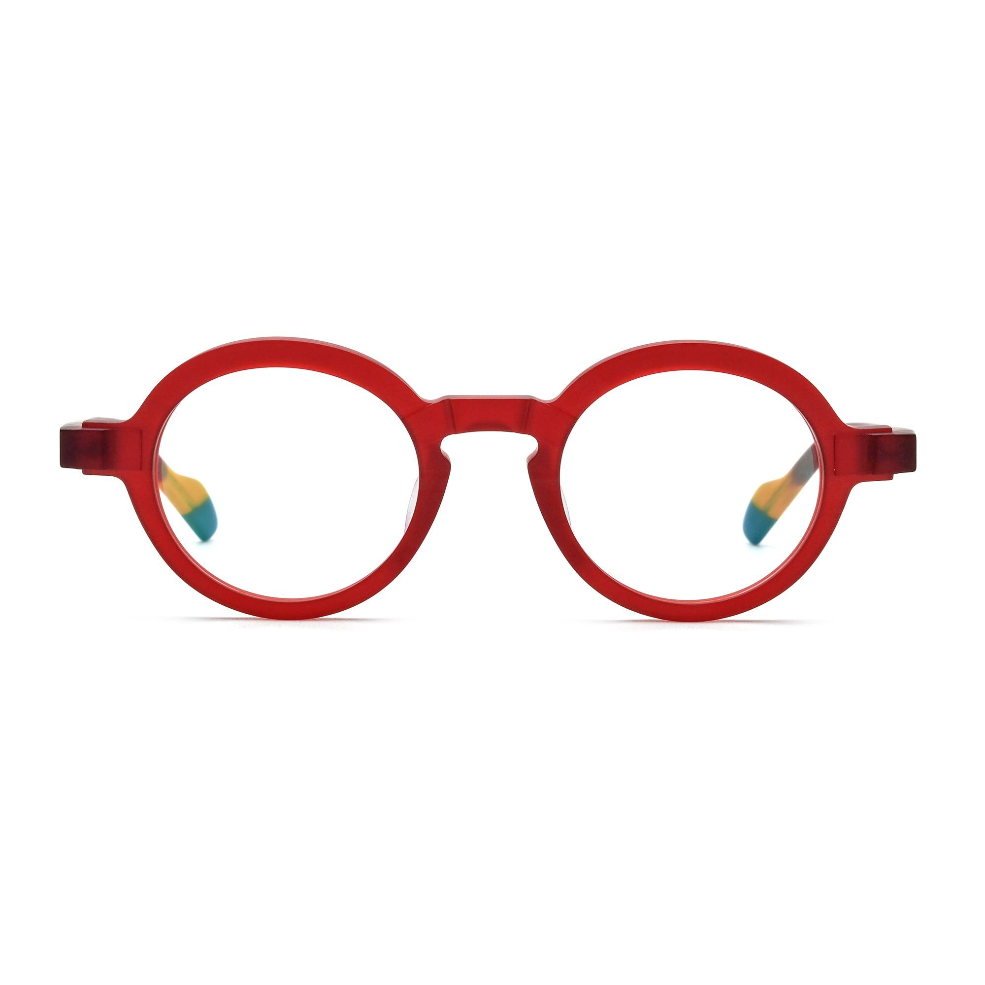 木製フレーム ラウンド型メガネ オレンジ Arkellアセテートラウンドメガネ – Prime Particle